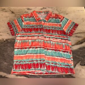 NWT Palm Harbor Size XL Collar Button Up Colorful Top